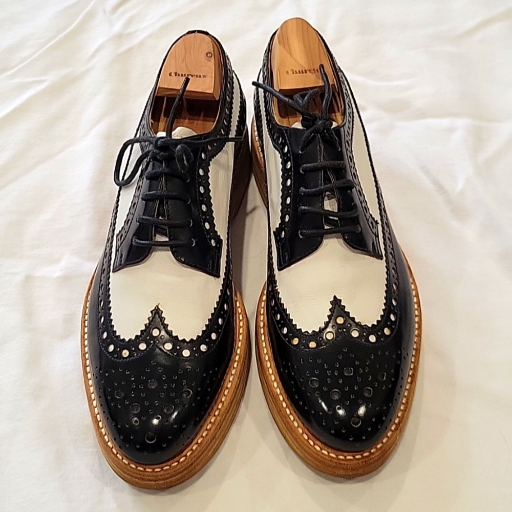 Churches Burnwood B/W leather Mary Janes